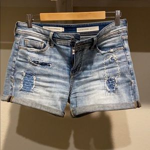 Pilcro by Anthro Slim Boyfriend Patch Denim Shorts